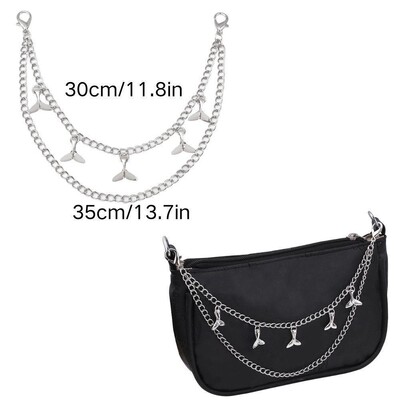 Y2k fém gyöngy láncszíj táskákhoz Többrétegű táskalánc kézitáskához DIY fogantyúk Csillagfüggő válltáska lánctartozékok