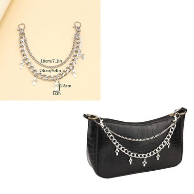 Y2k fém gyöngy láncszíj táskákhoz Többrétegű táskalánc kézitáskához DIY fogantyúk Csillagfüggő válltáska lánctartozékok