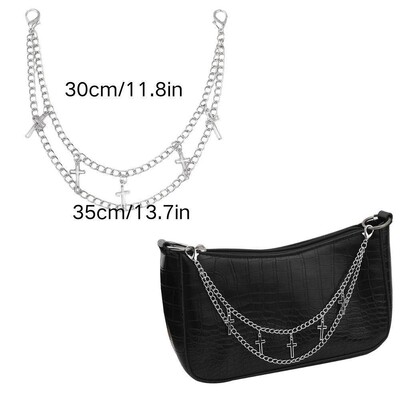 Y2k fém gyöngy láncszíj táskákhoz Többrétegű táskalánc kézitáskához DIY fogantyúk Csillagfüggő válltáska lánctartozékok