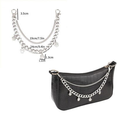 Y2k fém gyöngy láncszíj táskákhoz Többrétegű táskalánc kézitáskához DIY fogantyúk Csillagfüggő válltáska lánctartozékok