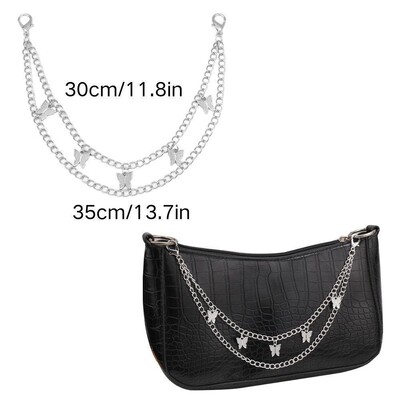 Y2k fém gyöngy láncszíj táskákhoz Többrétegű táskalánc kézitáskához DIY fogantyúk Csillagfüggő válltáska lánctartozékok