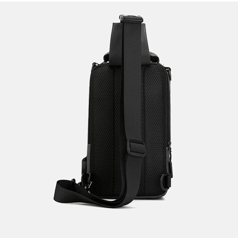 Malý batoh na hrudník, taška cez rameno pre mužov s nabíjacím portom USB, cestovná nylonová taška cez rameno