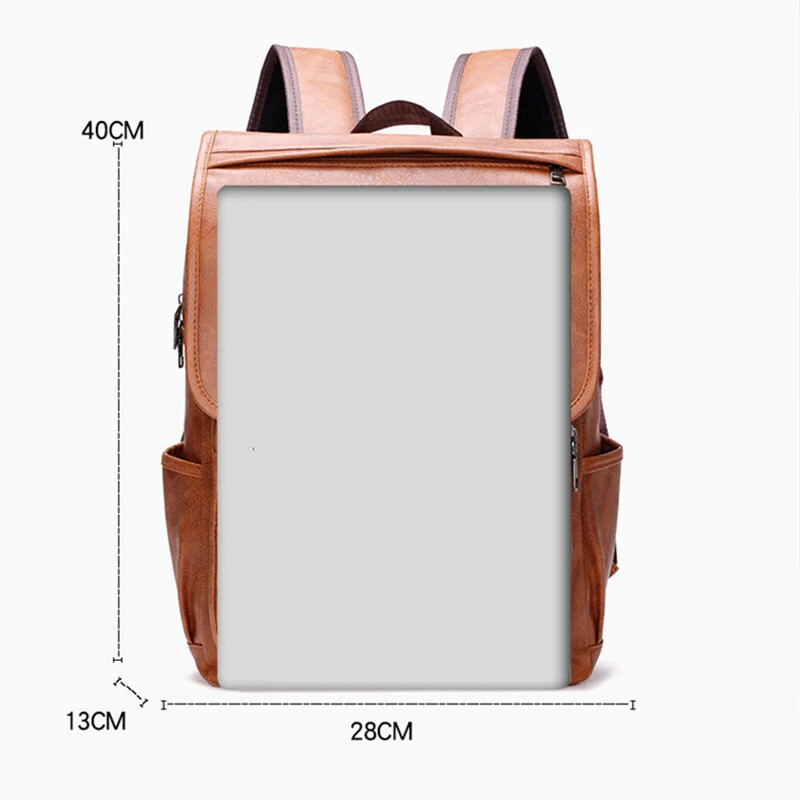 Geantă pentru bărbați vintage de mare capacitate Rucsaci pentru adolescenți din piele PU ghiozdan de modă pentru bărbați Rucsac multifuncțional bărbați cu fermoar Designer