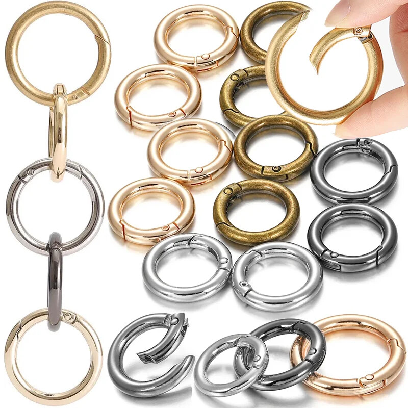 10 buc./lot O cataramă pentru geantă rotundă Închizătoare metalice Catarame cu arc Circular Carabinier Cârlig cu arc Breloc pentru bijuterii DIY Accesorii pentru geantă