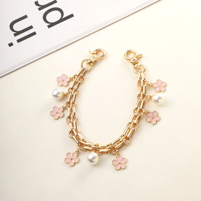 Somas siksnas pagarinātāja ķēde ziedu tauriņu pērļu raksta rokassomiņa plecu somas pagarinājuma siksna DIY Convert Crossbody somas aksesuārs