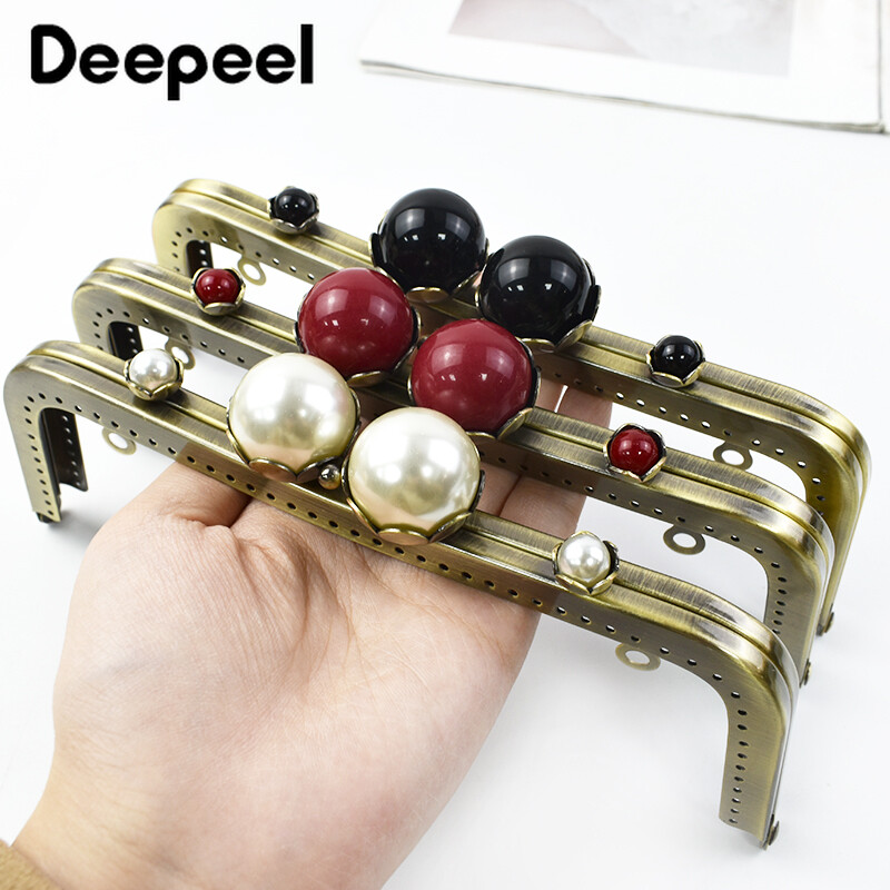 1/2 vnt. 20 cm perlamutrinė galvutė, metalinė rankinė, krepšio rankena, bučinio užsegimas moterims rankinės piniginės siuvimo laikikliai „pasidaryk pats“ krepšiai, priedai