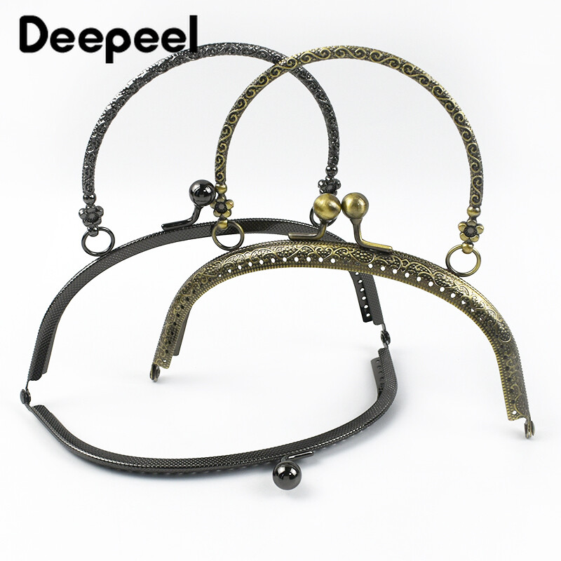 1/2 buc 16 cm mâner de geantă din metal reliefat geantă de mână poșetă cadru curea închizătoare sărut bricolaj cusut manual artizanat mânere portofel Accesorii