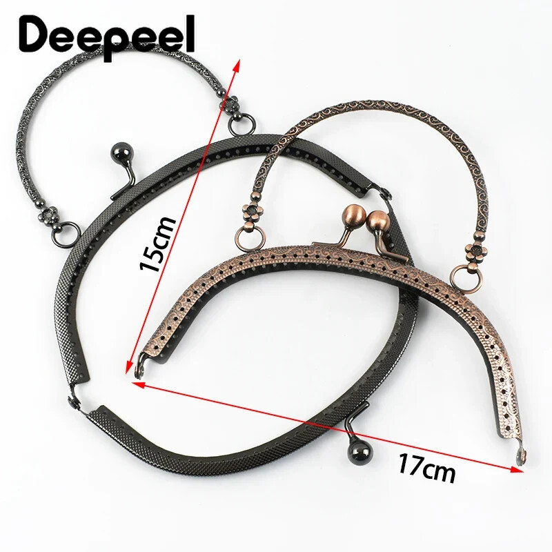 1/2 buc 16 cm mâner de geantă din metal reliefat geantă de mână poșetă cadru curea închizătoare sărut bricolaj cusut manual artizanat mânere portofel Accesorii