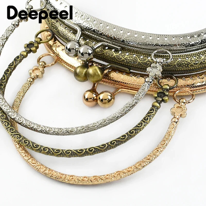 1/2 buc 16 cm mâner de geantă din metal reliefat geantă de mână poșetă cadru curea închizătoare sărut bricolaj cusut manual artizanat mânere portofel Accesorii