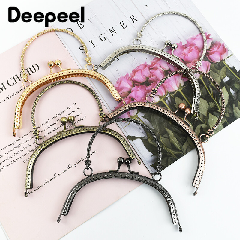 1/2 buc 16 cm mâner de geantă din metal reliefat geantă de mână poșetă cadru curea închizătoare sărut bricolaj cusut manual artizanat mânere portofel Accesorii