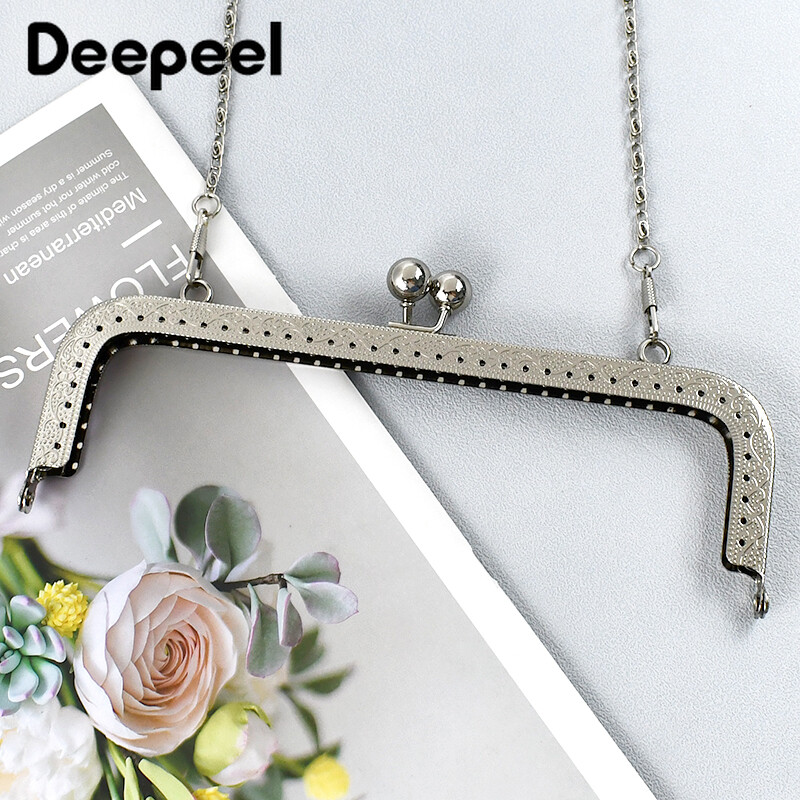 1 ks Deepeel 20 cm reliéfny kovový rám na kabelku, rukoväť, retiazka na kabelku, retiazka, DIY šijacie konzoly, peňaženka, spona, príslušenstvo