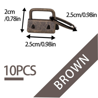 LMDZ 10 db/szett 25 mm-es pamut farokkapcsos kulcstartó hardver gyűrűkkel táskacsuklókhoz, szövetszalaggal dombornyomott