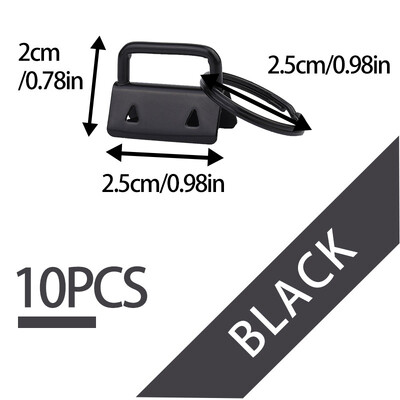 LMDZ 10 db/szett 25 mm-es pamut farokkapcsos kulcstartó hardver gyűrűkkel táskacsuklókhoz, szövetszalaggal dombornyomott