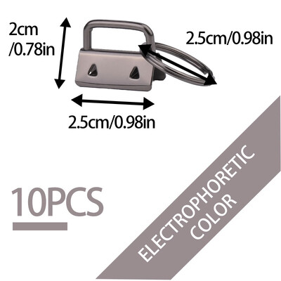 LMDZ 10 db/szett 25 mm-es pamut farokkapcsos kulcstartó hardver gyűrűkkel táskacsuklókhoz, szövetszalaggal dombornyomott