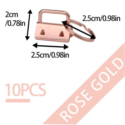 LMDZ 10 db/szett 25 mm-es pamut farokkapcsos kulcstartó hardver gyűrűkkel táskacsuklókhoz, szövetszalaggal dombornyomott