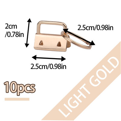 LMDZ 10 db/szett 25 mm-es pamut farokkapcsos kulcstartó hardver gyűrűkkel táskacsuklókhoz, szövetszalaggal dombornyomott