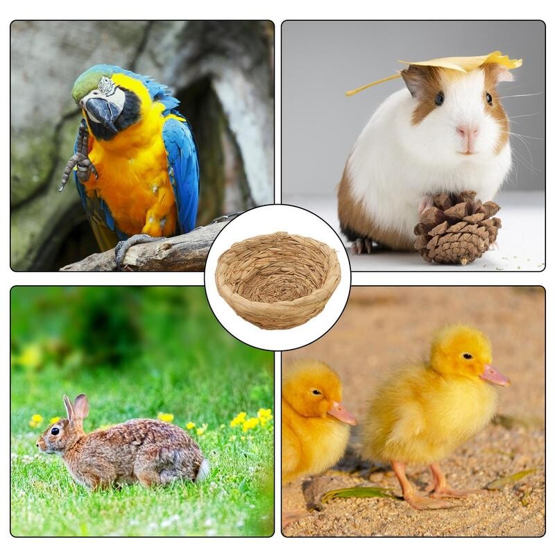 Veisimo lizdas paukščiams Rankomis austas plokščias šiaudinis paukščių lizdas Liukas Paukščių prieglaudos Paukščių narvelių priedai