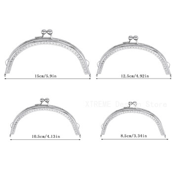 1 ΤΕΜ 8,5/10,5/12,5/15 CM Γυαλιστερό ασημί Βασικό ημικύκλιο μεταλλικό πλαίσιο τσαντάκι Kiss Clasp Lock Αξεσουάρ DIY τσάντας