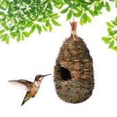 Grass Bird Cage Nest House with Hanging Rope Entrance Garden Hanging Hummingbird for Outdoor Home Garden Decoration Accessories