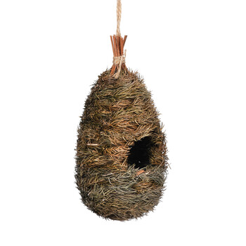 Grass Bird Cage Nest House with Hanging Rope Entrance Garden Hanging Hummingbird for Outdoor Home Garden Decoration Accessories