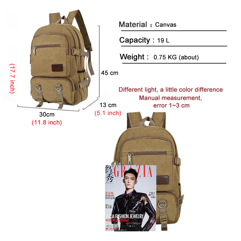Vászon hátizsák férfinak 2024 új főiskolai diák iskolatáska alkalmi sport háti csomag tiniknek szabadtéri túrázás utazási hátizsák férfi khaki