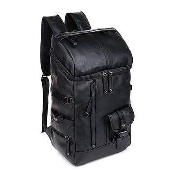 Luxury Brand Man Leather Casual Solid Daypacks Travel Μεγάλης χωρητικότητας Μαθητικό σακίδιο πλάτης 16 ιντσών Laptop Σχολική τσάντα Ανδρικά Mochila