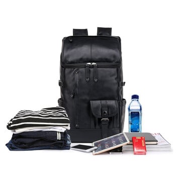 Luxury Brand Man Leather Casual Solid Daypacks Travel Μεγάλης χωρητικότητας Μαθητικό σακίδιο πλάτης 16 ιντσών Laptop Σχολική τσάντα Ανδρικά Mochila