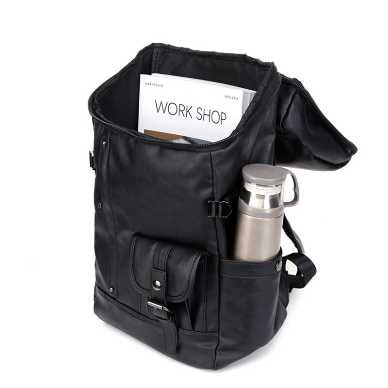 Marcă de lux Bărbați Piele Casual Solid Rucsac de călătorie Rucsac de mare capacitate Studenți 16 inchi Laptop ghiozdan Bărbați Mochila