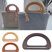 D alakú kézitáska fogantyú Barkácsolás csere kézitáska fogantyú pénztárca táska pánt fa kézitáska fogantyú kiegészítők