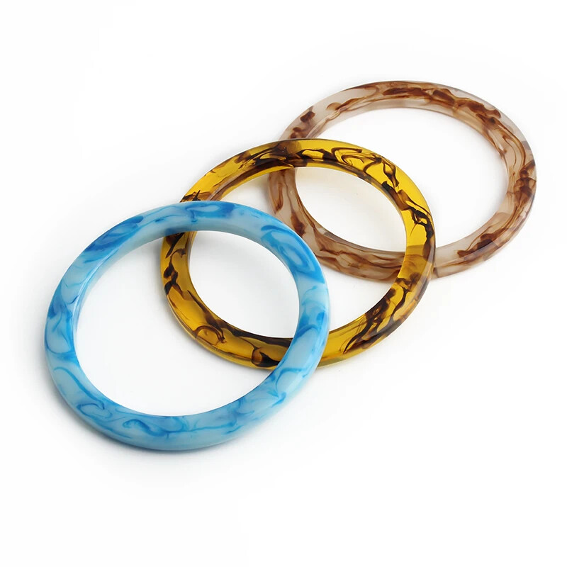 2 DB gyanta mintás kerek fogantyú a kézitáskához Kötött táska strandtáska barkácsolás kézműves fogantyú csere