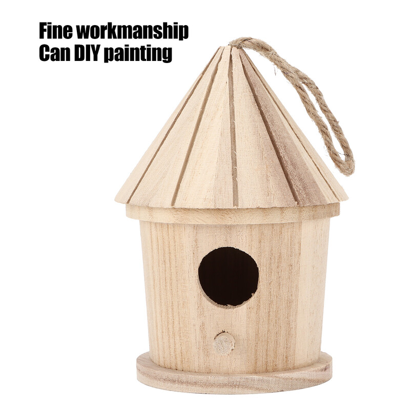 Drevený vtáčí domček DIY Prírodné drevené okrúhle závesné vtáčie hniezdo pre vonkajšiu záhradu