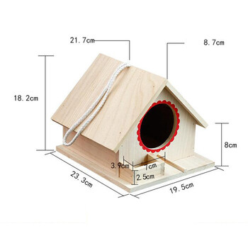 Ξύλινο κρεμαστό σπίτι πουλιών Μικρός εξωτερικός κήπος Παπαγάλος Φωλιά πουλιών Ξύλινο Σπίτι για Πουλιά Αξεσουάρ κλουβιού πουλιών Προμήθειες για κατοικίδια Αίθριο κήπου