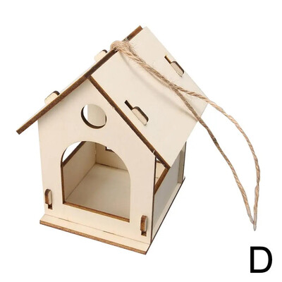 Bird Wood House with Lanyard Outdoor Ημιτελές Αξεσουάρ DIY Προμήθειες για κατοικίδια Κρεμαστά Birdhouse για εξωτερικό μπαλκόνι H6A5