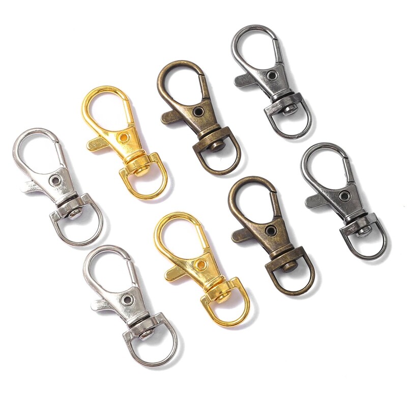 10 ks/lot otočných háčikov s zapínaním v tvare homára 34 mm, delených kľúčeniek, konektorov pre tašky, opasok, retiazky na psov, DIY tašky, šperky, doplnky