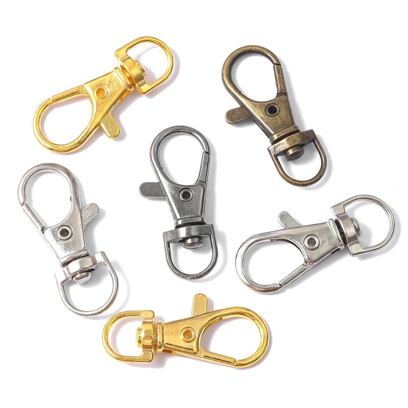 10 ks/lot otočných háčikov s zapínaním v tvare homára 34 mm, delených kľúčeniek, konektorov pre tašky, opasok, retiazky na psov, DIY tašky, šperky, doplnky