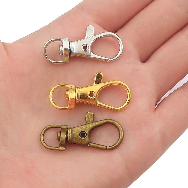 10 ks/lot otočných háčikov s zapínaním v tvare homára 34 mm, delených kľúčeniek, konektorov pre tašky, opasok, retiazky na psov, DIY tašky, šperky, doplnky