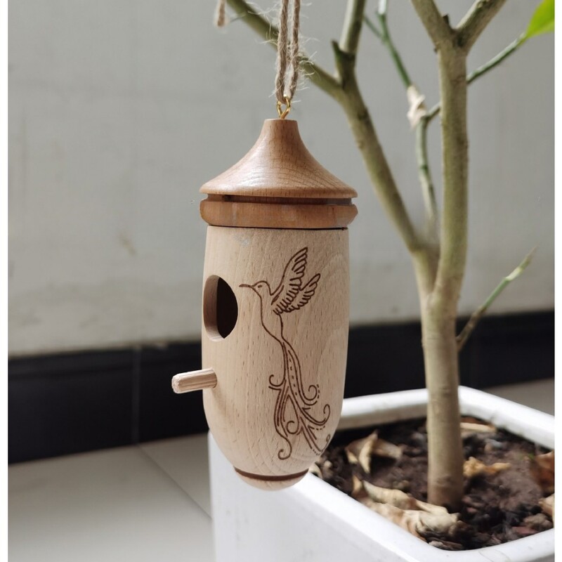 1 ΤΕΜ. Ξύλινο Σπίτι κολιμπρί Wild Bird για Υπαίθρια Κρεμαστή Ταΐστρα για Εξωτερική Διακόσμηση Αυλής Κήπου Σπουργίτι Φωλιά Πτηνών