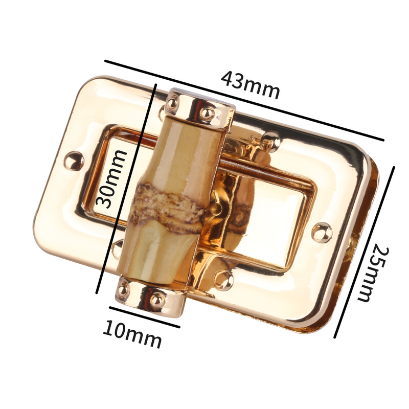 Senovinis stačiakampis metalinis bambuko krepšio užsegimas, pasukamas užraktas, skirtas „pasidaryk pats“ rankinei.