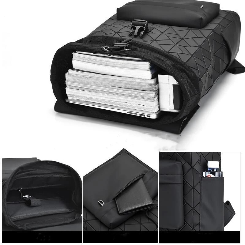Luxusný dizajnový geometrický pánsky batoh, módny nepremokavý batoh, pánsky veľkokapacitný cestovný batoh na notebook, školský batoh