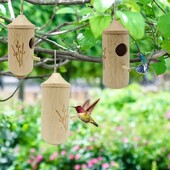 Nové závesné drevené hniezdo pre kolibríky, ekologické drevené remeslá, vtáčia búdka, dekorácia nádvoria, vonkajšie kŕmidlo pre vtáky