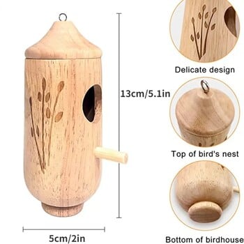 Ново висящо дървено гнездо на колибри Екологично чисти дървени занаяти Къщичка за птици Декорация на двора Външна хранилка за птици