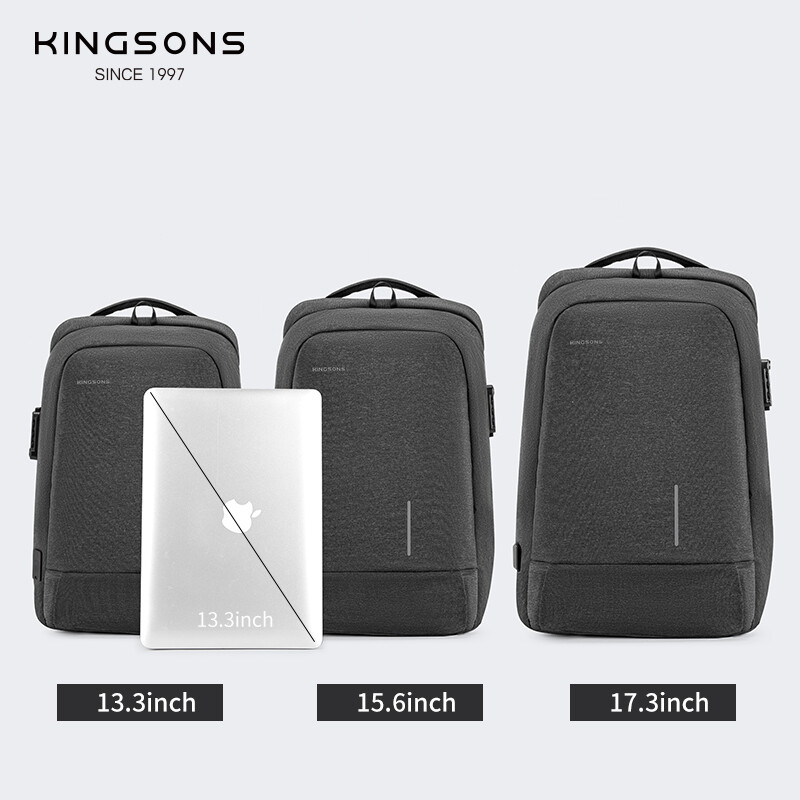 Kingsons batoh s ochranou proti krádeži pre mužov a ženy, školská taška, batoh na notebook 15,6/17,3 palca, mužská cestovná taška Mochila