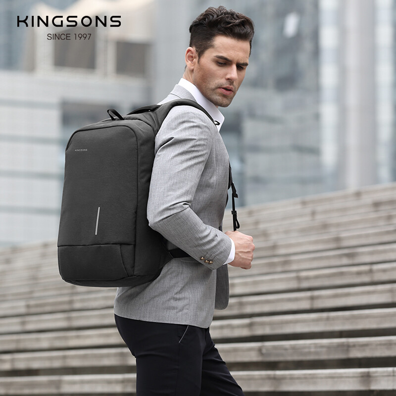 Kingsons batoh s ochranou proti krádeži pre mužov a ženy, školská taška, batoh na notebook 15,6/17,3 palca, mužská cestovná taška Mochila
