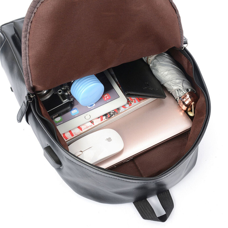 Pánske batohy na voľný čas, cestovná taška, čierna, z PU kože, cez rameno, dospievajúci batoh, pánsky batoh s nabíjaním cez USB, proti krádeži