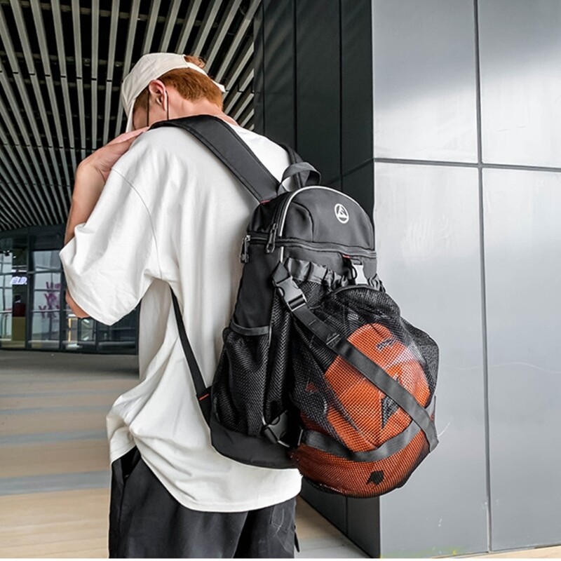 Rucsac portabil cu șnur de baschet Geantă din plasă, cu rucsac de buzunar pentru ceainic Sporturi în aer liber Sală de sport de călătorie Yoga