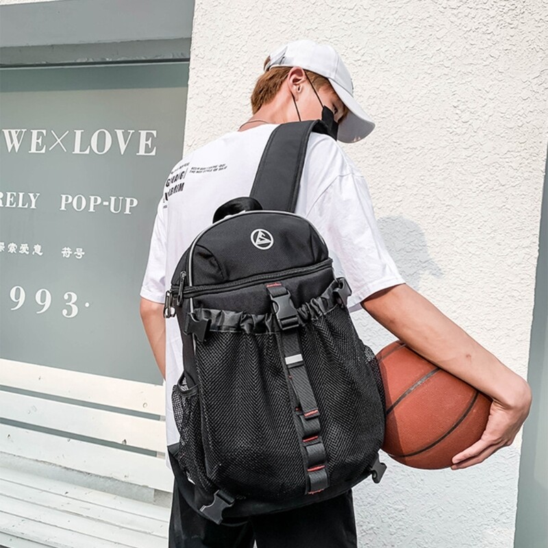 Rucsac portabil cu șnur de baschet Geantă din plasă, cu rucsac de buzunar pentru ceainic Sporturi în aer liber Sală de sport de călătorie Yoga