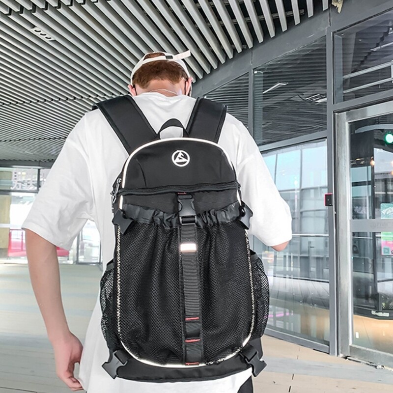 Rucsac portabil cu șnur de baschet Geantă din plasă, cu rucsac de buzunar pentru ceainic Sporturi în aer liber Sală de sport de călătorie Yoga