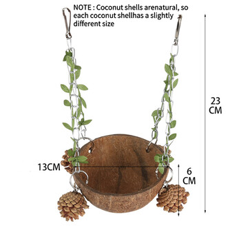 Coconut Bird Nest Hanging Bird House For Cage Bird Swing Toy with Chewing Toy Paparots Hanging Breeding Breeding Nesting