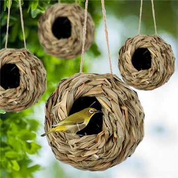 2024 New Birds Nest Bird Cage Grass Egg Cage Bird House Υπαίθριο διακοσμητικό υφαντό κρεμαστό παπαγάλο Φωλιά Σπίτια για κατοικίδια Υπνοδωμάτιο