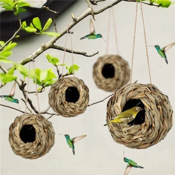 2024 New Birds Nest Bird Cage Grass Egg Cage Bird House Υπαίθριο διακοσμητικό υφαντό κρεμαστό παπαγάλο Φωλιά Σπίτια για κατοικίδια Υπνοδωμάτιο